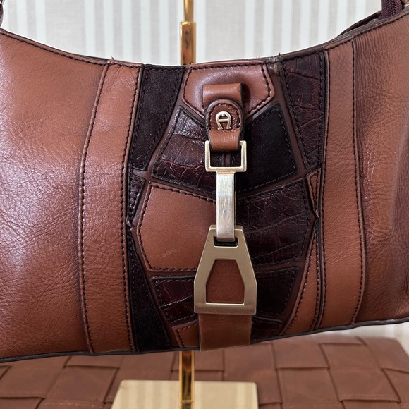 Etienne Aigner Vintage brown leather & suede patchwork shoulder bag - Picture 2 of 10